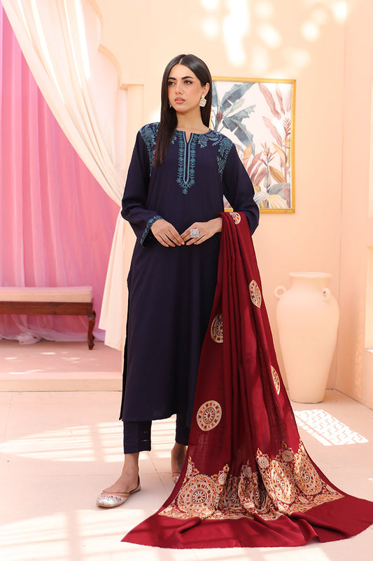 Embroidered 3PCS Dhanak Dress - SS-1023