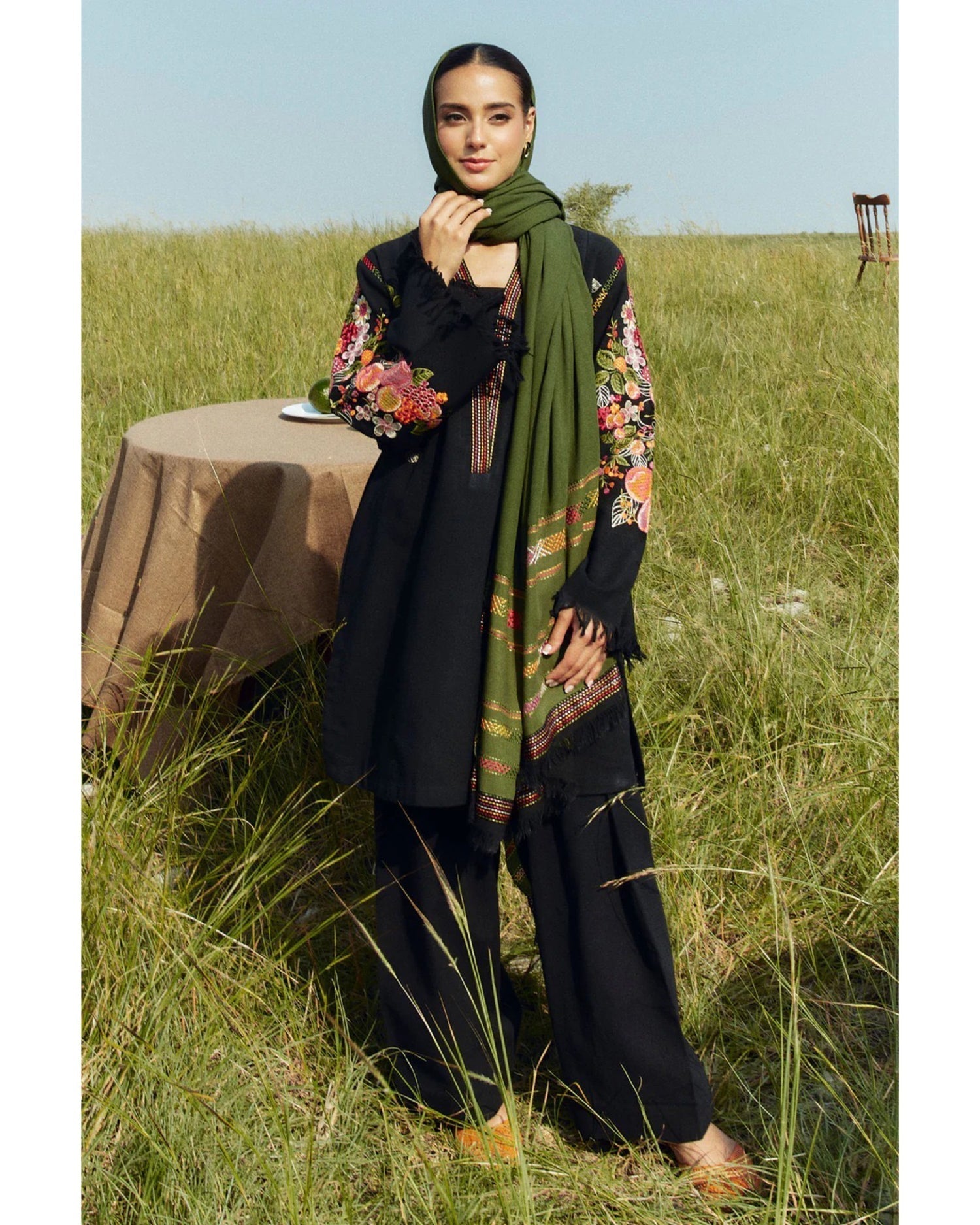 Embroidered 3PCS Dhanak Dress - SS-1022