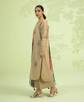 3PC Lawn Embroidered with Print Dupatta- SS-3027