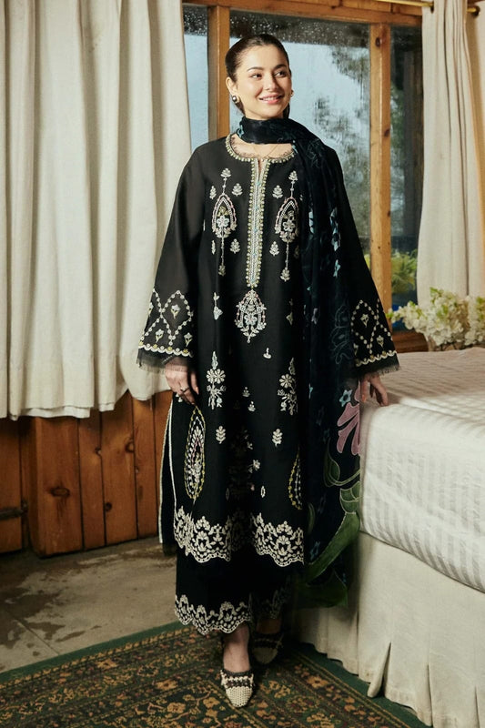 3PC Lawn Embroidered with Print Dupatta- SS-3031