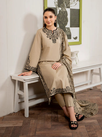 Embroidered 3PCS Dhanak Dress - SS-1026