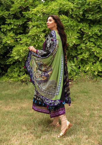 3PC Lawn Embroidered with Print Dupatta- SS-3019