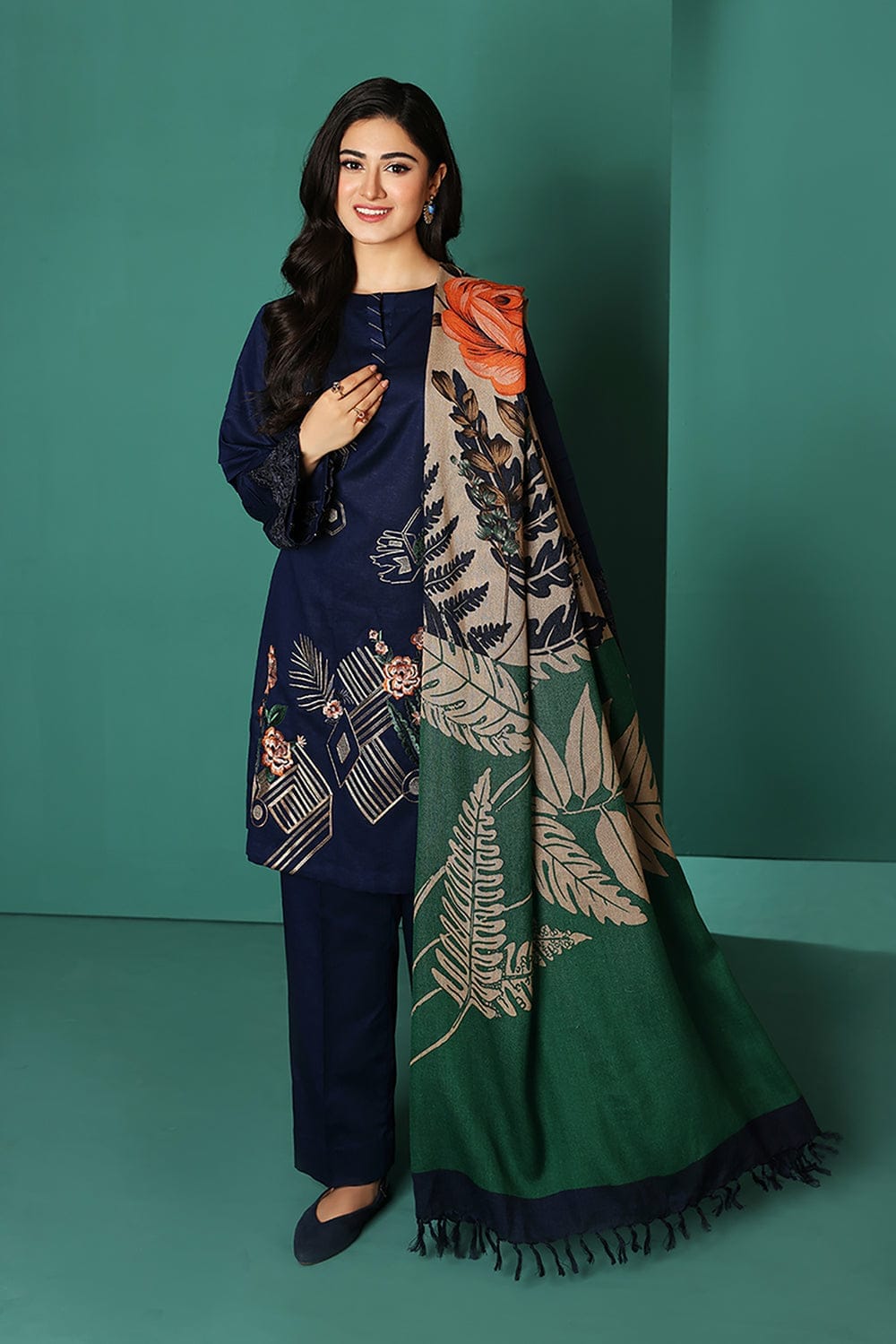 Embroidered 3PCS Dhanak Dress - SS-1024