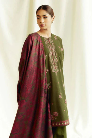 Embroidered 3PCS Dhanak Dress - SS-1013