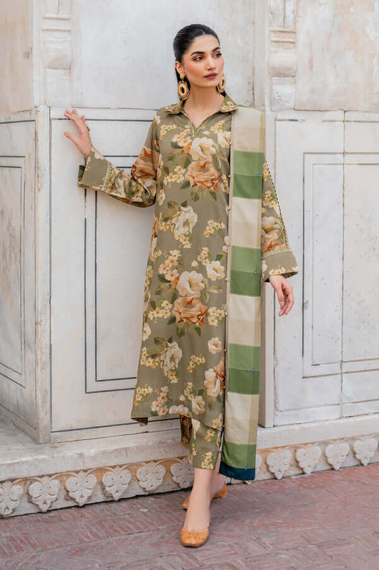 3PC LAWN Digital Print - SS-3040