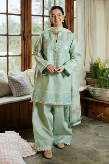 3PC Lawn Embroidered with Print Dupatta- SS-3018