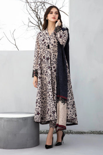 3PC LAWN Digital Print - SS-3042